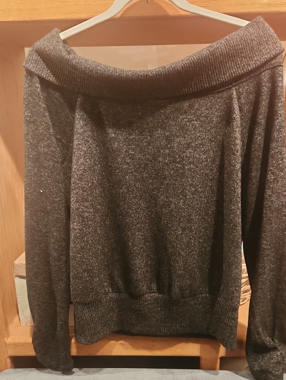 BCX Charcoal Off-Shoulder Knit Sweater